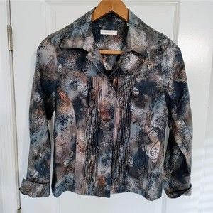 Coldwater Creek Women's Vintage Blue Bronze Button Jacket SZ 10